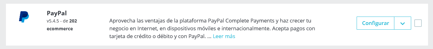 Módulo oficial de Paypal para Prestashop
