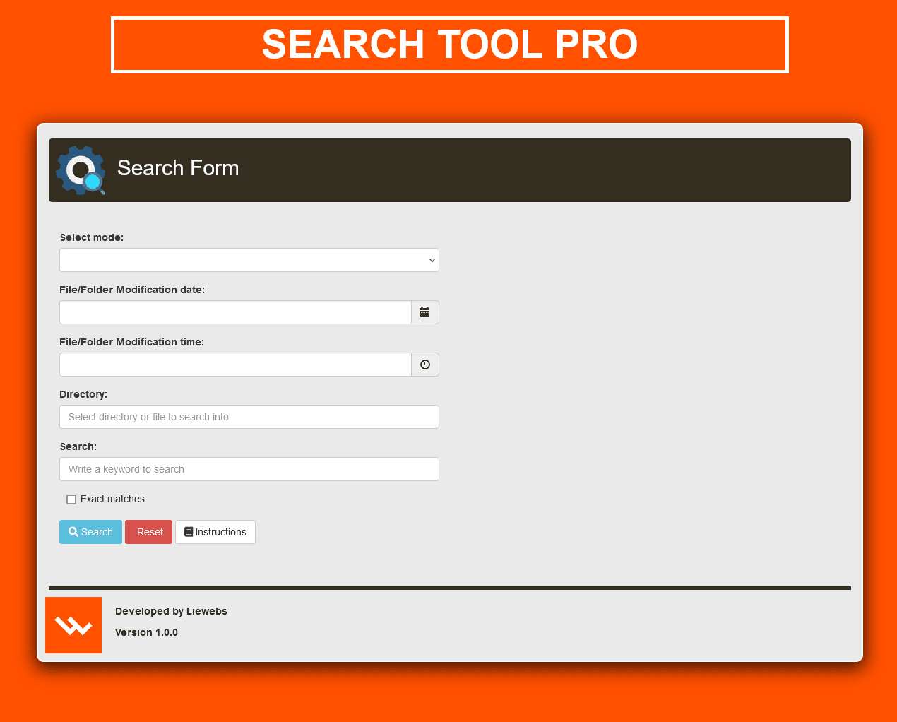 Search Tool PRO (Search for code snippets, file content, file names and directories or web folders). Designed for CMS platforms such as Prestashop, WordPress and Magento.