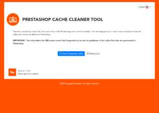 Prestashop Cache Cleaner Tool - Comprehensive Prestashop online store cache file cleaning and removal tool. Empty Prestashop cache. Delete Prestashop cache. Clear Prestashop cache.