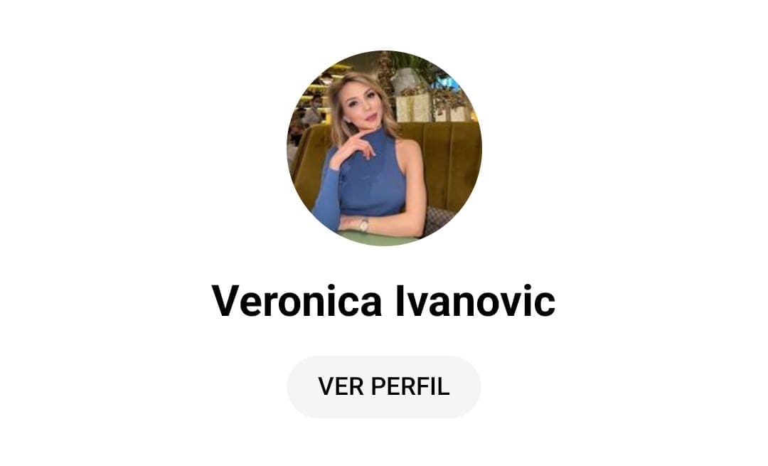 Verónica Ivanovic. Estafadora perfil redes sociales Veronica Ivanovic. Estafadora inversión criptomonedas. Estafadora recluta víctimas por redes sociales.